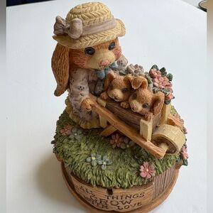 San Francisco Music Box Co Rabbit Bunny Mama Babies Spring Cottage Core